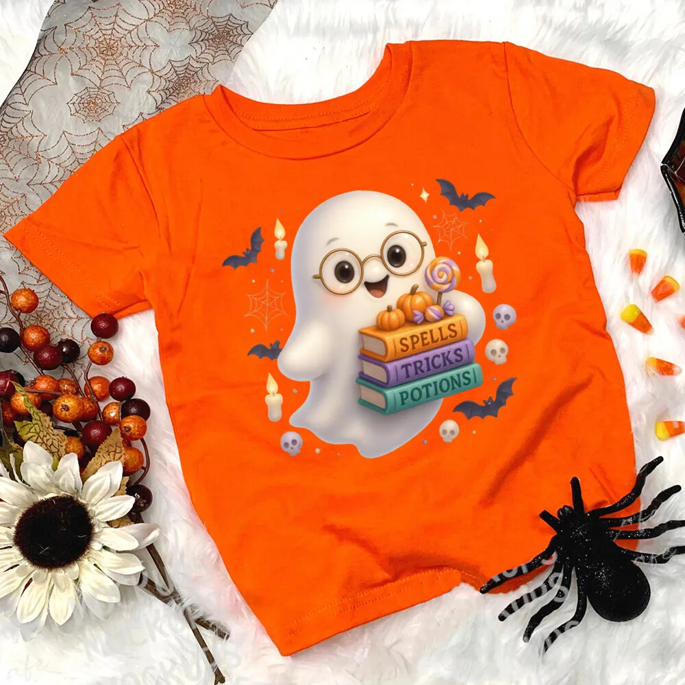 Camiseta Halloween para niño – Estampado de calabaza naranja