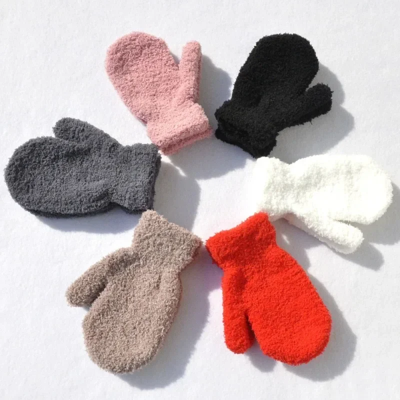 Manoplas cálidas para niños – Guantes color sólido para otoño invierno - imagen 2