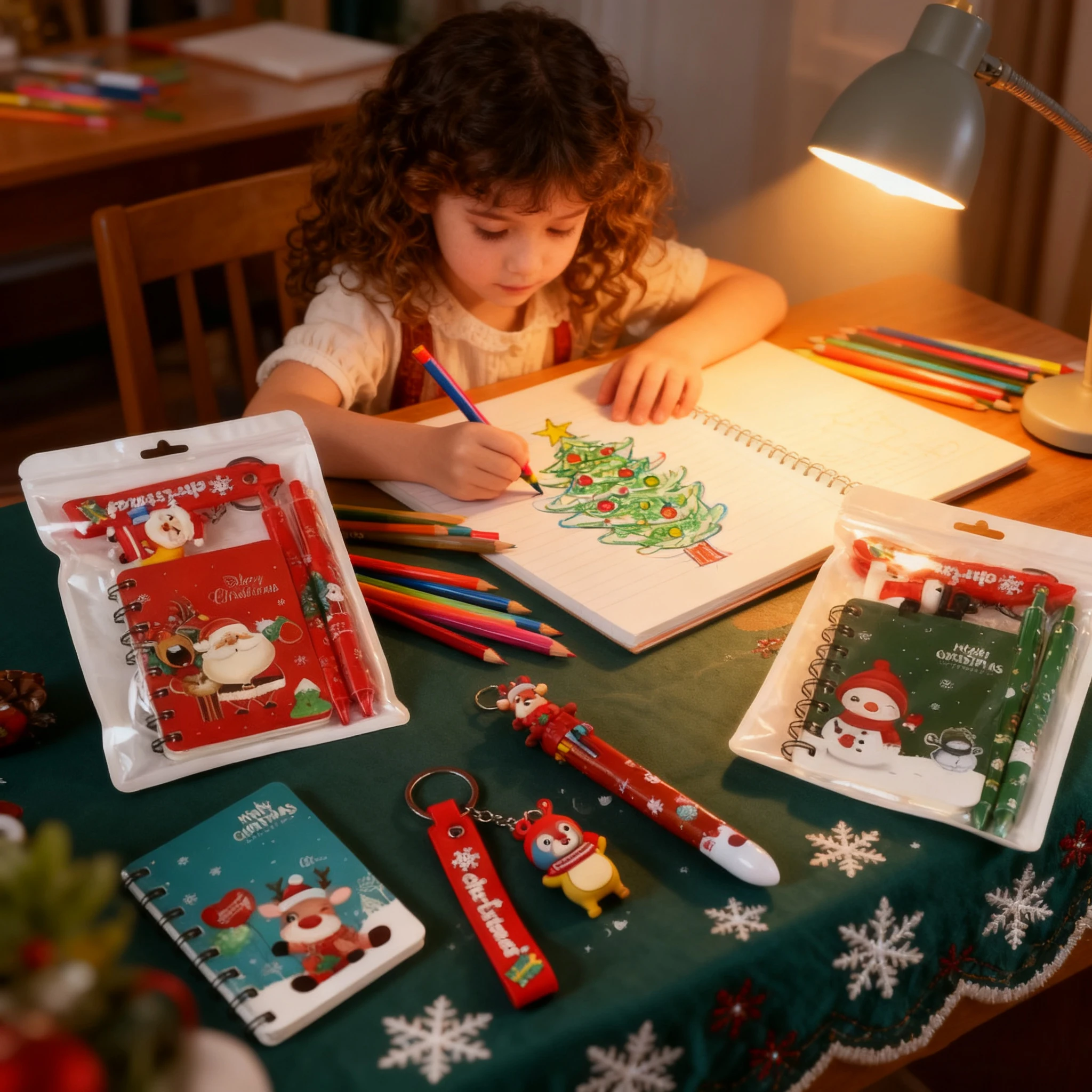 Set de papelería navideña cuaderno y bolígrafo para regalar - imagen 4
