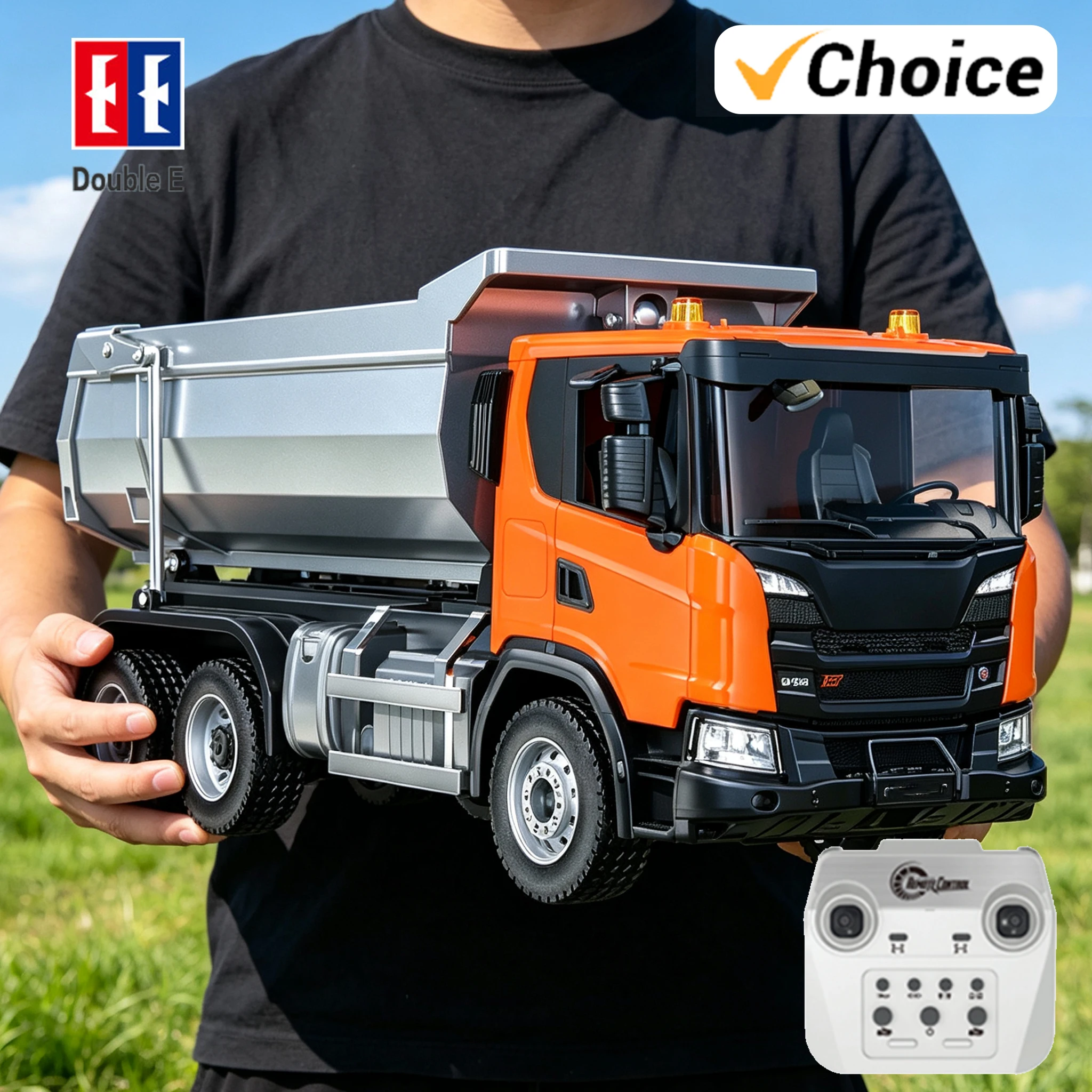 Camión volquete RC DOUBLE E593 con luz y sonido