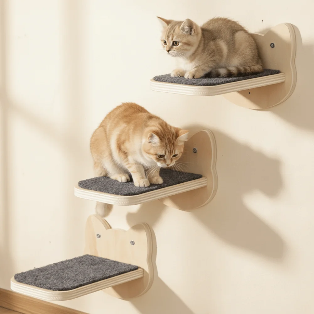 Vista del diseño del estante para gatos