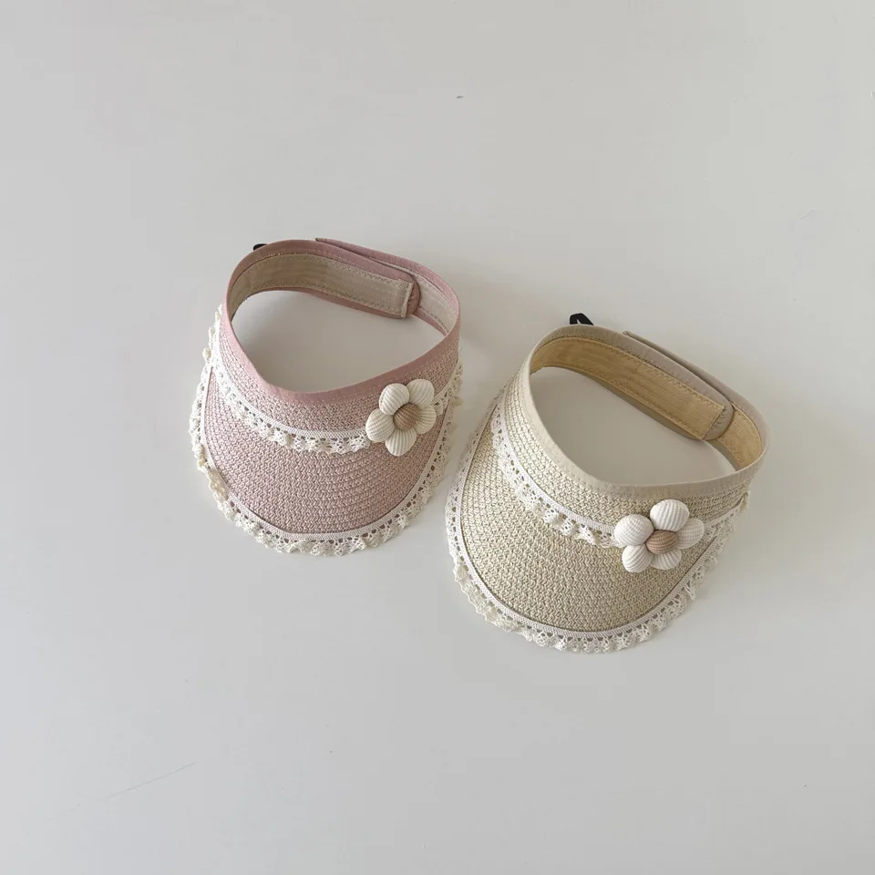 Sombrero panamá de paja floral veraniego para niña con encaje - imagen 5
