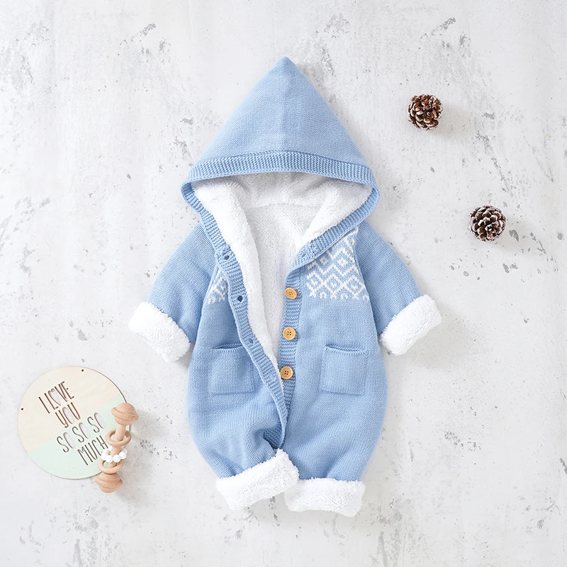 Pelele de invierno con capucha para bebé – Algodón suave