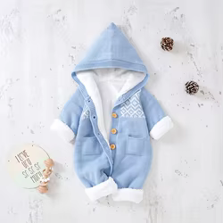 Pelele de invierno con capucha para bebé – Algodón suave