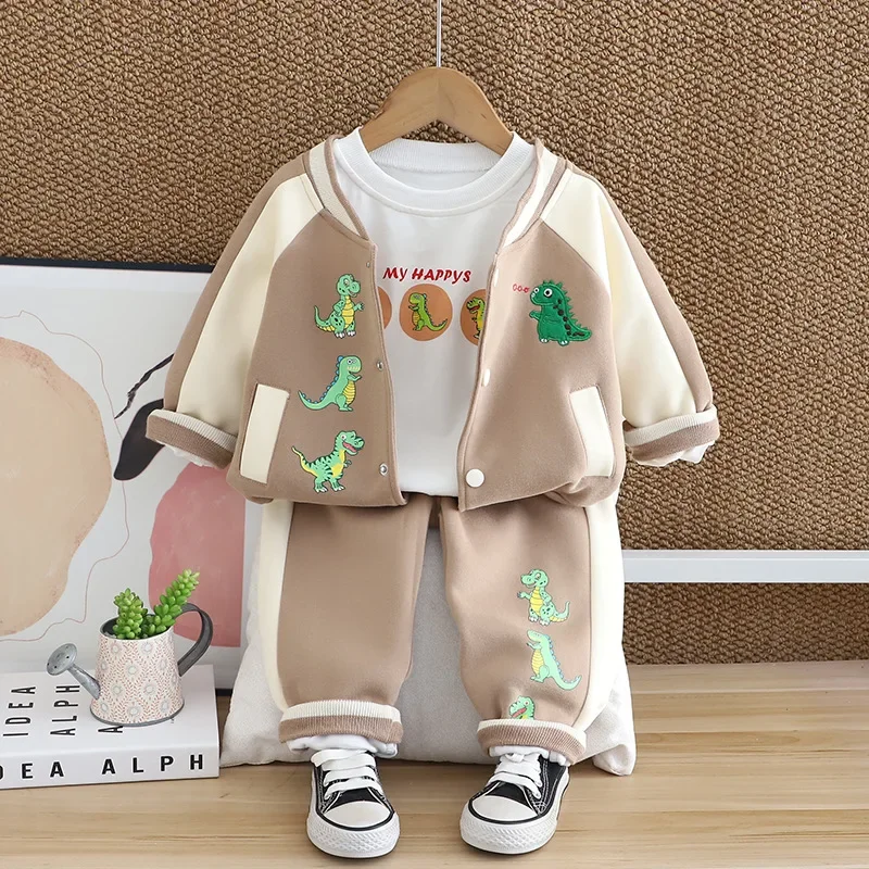 Conjunto de bebé chaqueta de dibujos y camiseta con pantalón para otoño - imagen 3