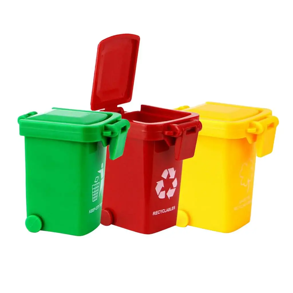 Mini botes de basura de plástico didácticos para casa de muñecas - imagen 3