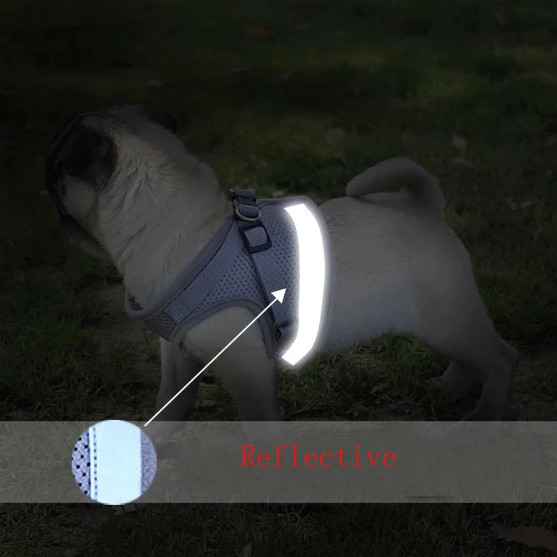 Arnés reflectante ajustable con correa a juego para gatos y perros - imagen 3