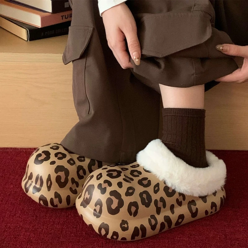 Zapatillas de casa impermeables con plataforma leopardo para niñas - imagen 2