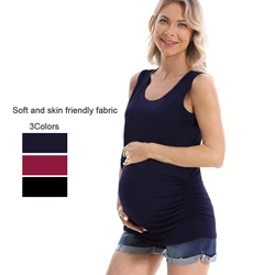 Top premamá sin mangas suave y elástico para verano, color liso