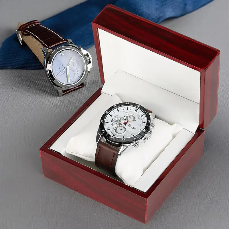 Caja de reloj de madera con cojín para regalo y pulsera - imagen 3