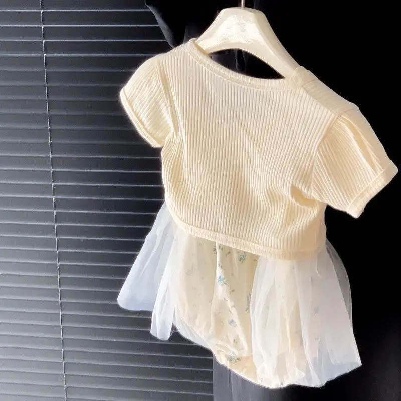 Mono con falda de malla estilo princesa para bebé niña de verano - imagen 4