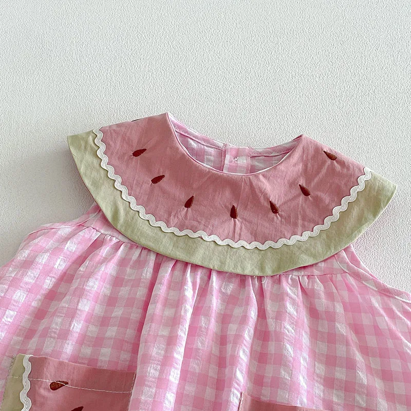 Vestido de verano sin mangas para bebé con estampado de sandía