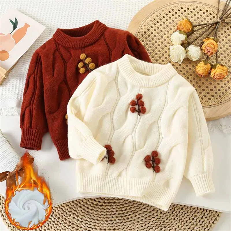 Jersey de invierno acolchado para niñas, punto cálido - imagen 3