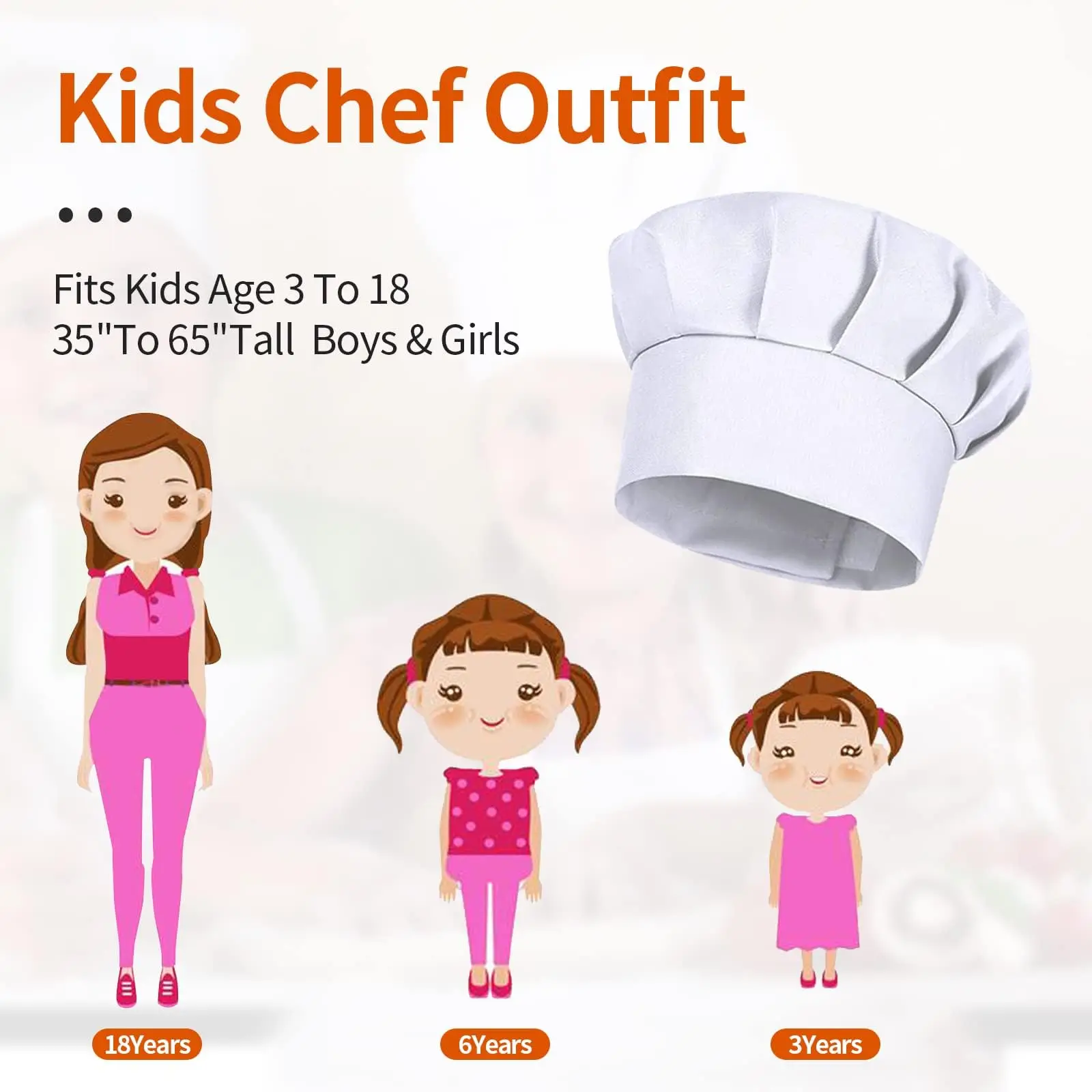 Gorro de chef infantil blanco para disfraz y fiesta - imagen 5