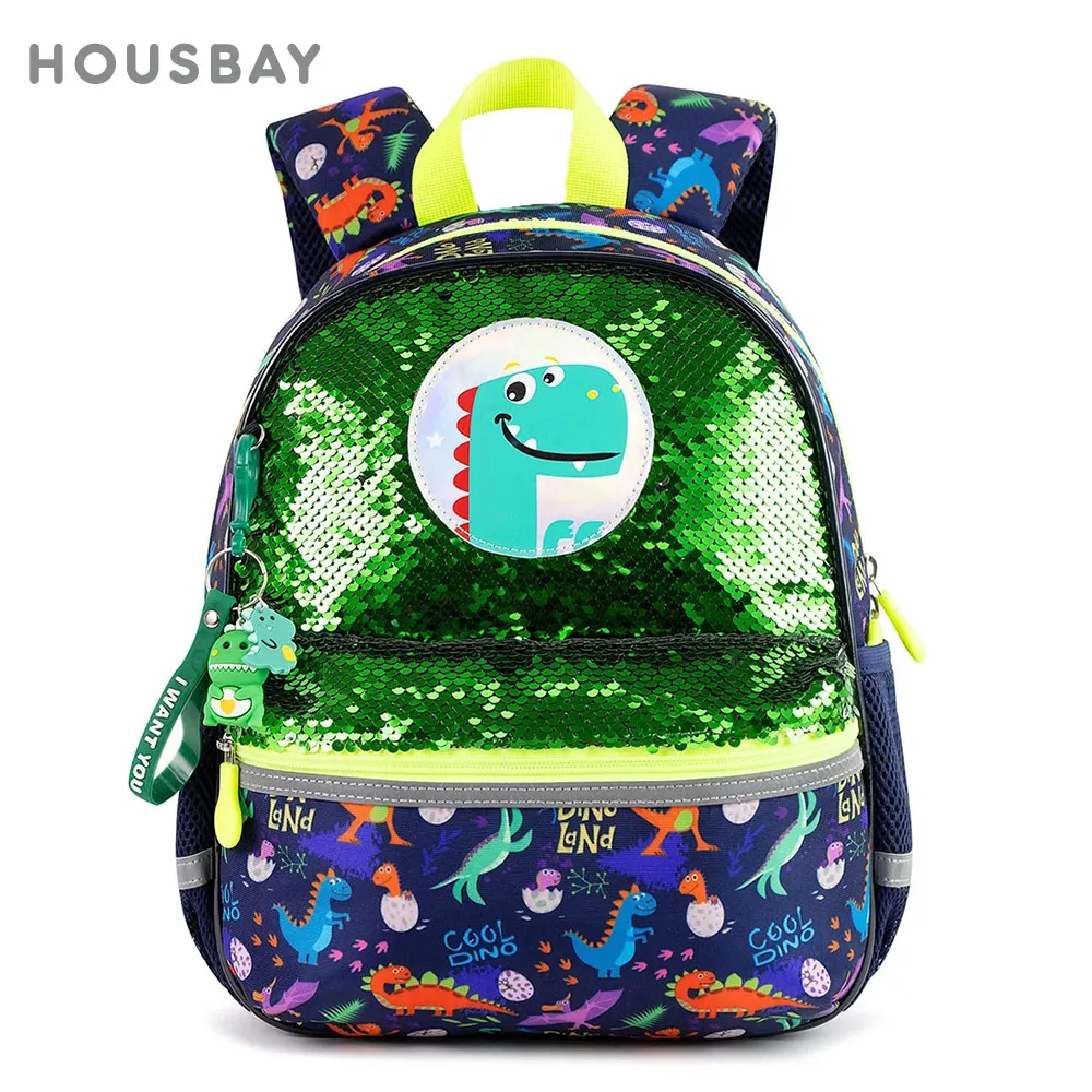 Mochila de guardería infantil con lentejuelas láser y dinosaurios - imagen 2