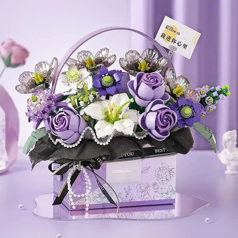 Bloques de construcción con flores rosadas para niñas - imagen 4