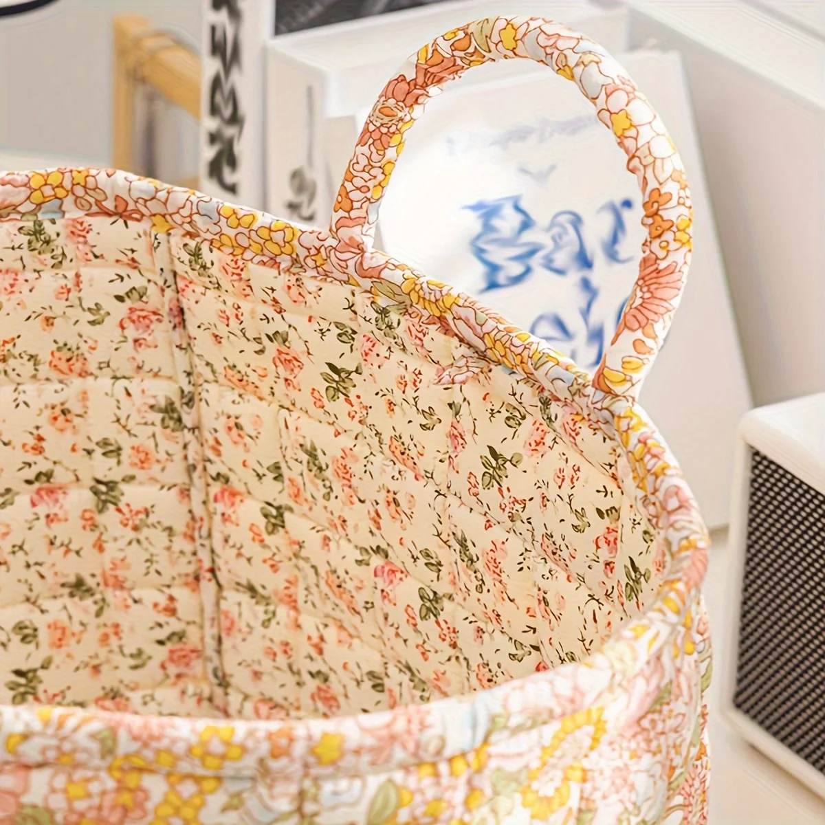 Bolsa de pañales acolchada floral rústica para guardar juguetes - imagen 4