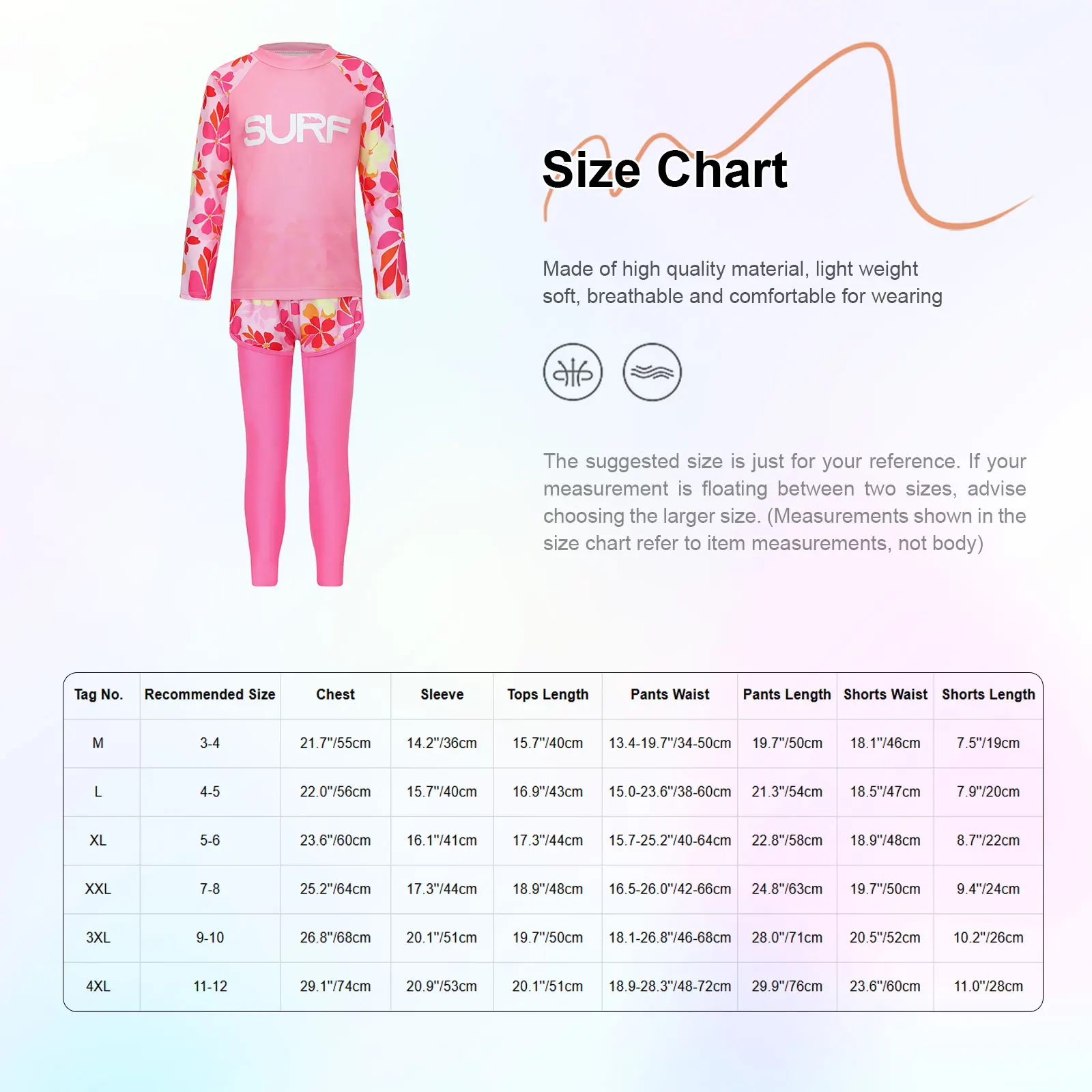 Traje de baño infantil de 3 piezas con diseño color block