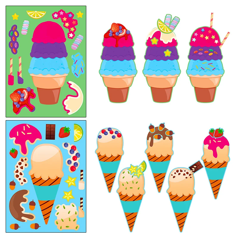 Pegatinas de helado para crear caras y rompecabezas de manualidades - imagen 2