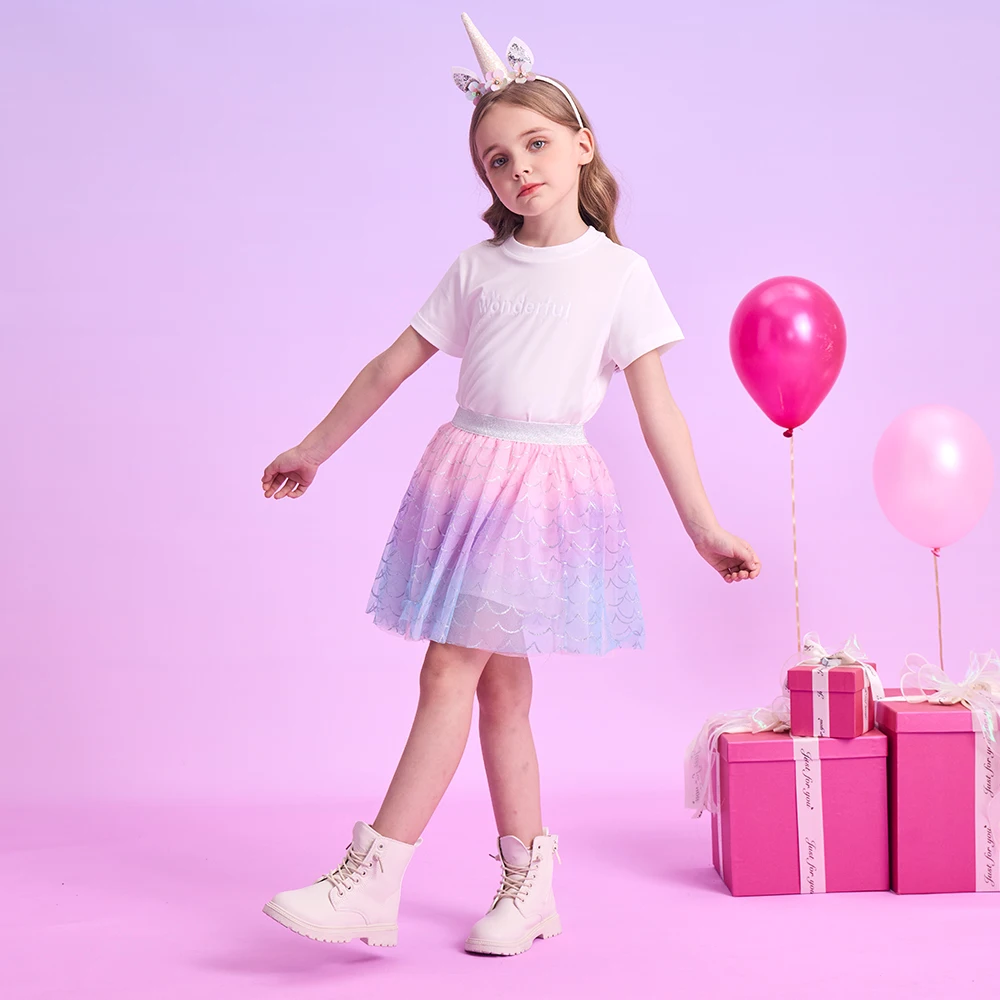 DXTON falda de tul princesa para niñas con malla degradada