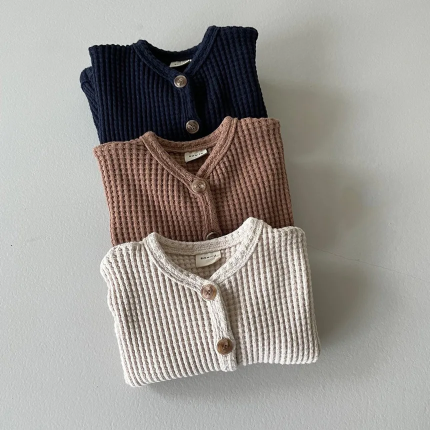 Cárdigan de punto waffle para niño – Estilo primavera - imagen 2
