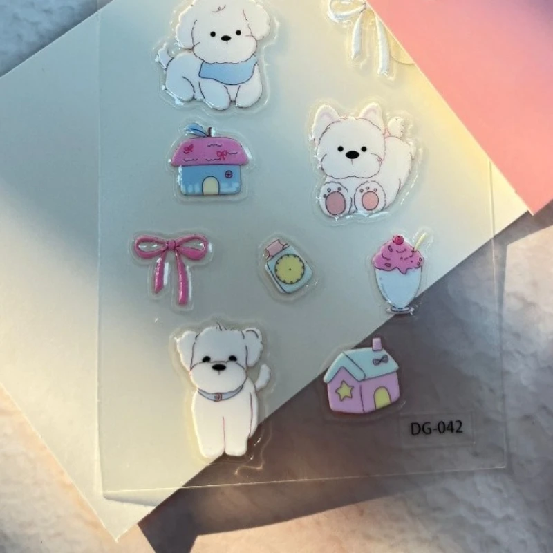 Pegatinas impermeables de perro adorable con lazo para decorar - imagen 2