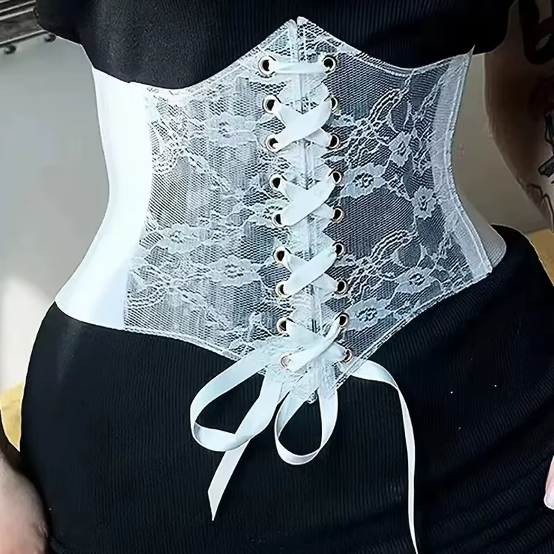 Cinturón de corsé retro con cordones para vestido elegante