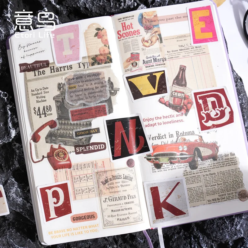 Pegatinas de letras vintage para álbum de recortes y manualidades - imagen 4