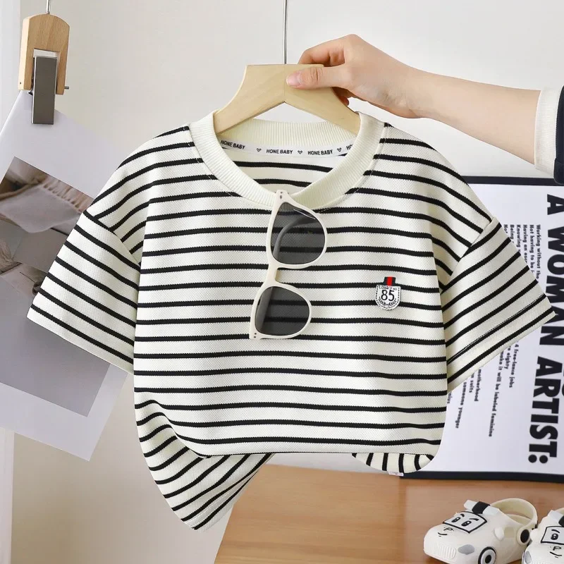 Camiseta a rayas de verano transpirable para niños y niñas - imagen 3