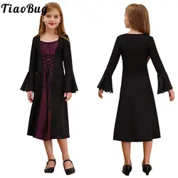 Vestido de princesa medieval vintage de manga larga con cordones