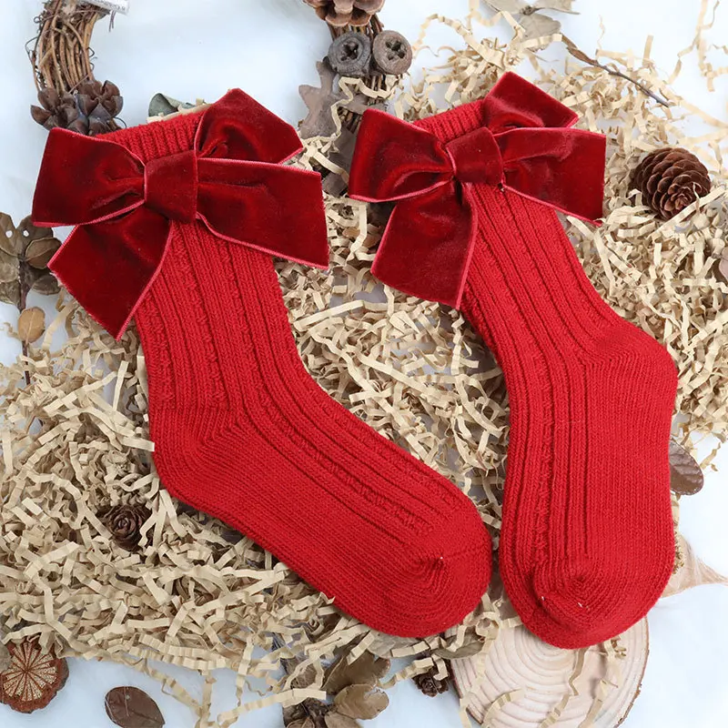 Lisa Calcetines navideños de algodón con lazo para niñas - imagen 2