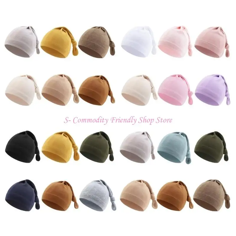 Gorro bebé anudado elástico para recién nacidos, suave - imagen 5