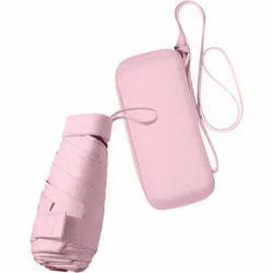 Mini paraguas de bolsillo con funda, correa trasera y protección UV