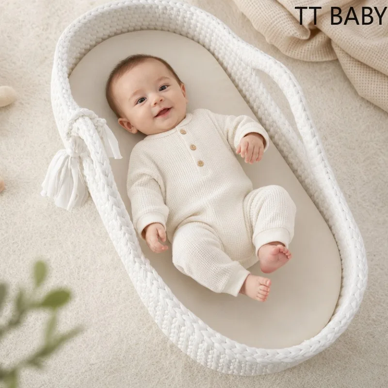 Cesta moisés de mimbre artesanal con cambiador impermeable - imagen 2
