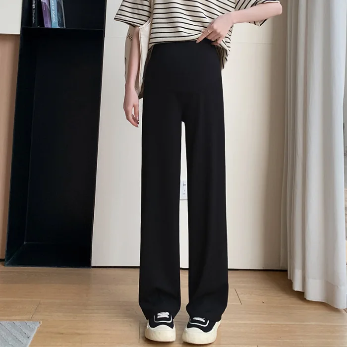 Pantalones palazzo de maternidad, pierna ancha con cordón - imagen 3