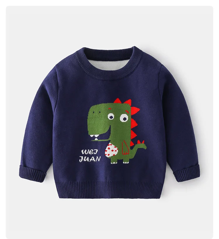 Suéter de punto Jacquard con dinosaurios en azul