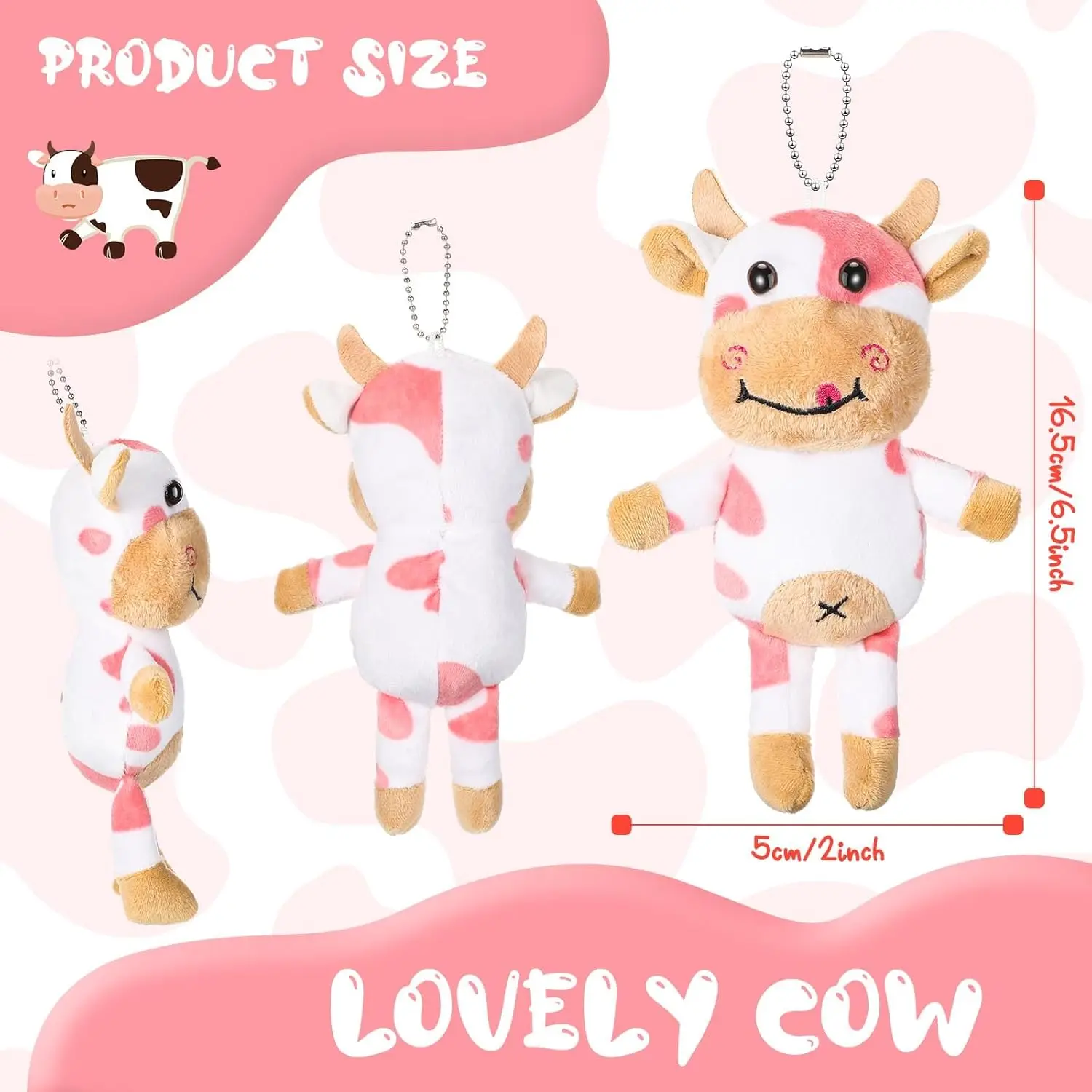 Llavero peluche vaca detalle tejido