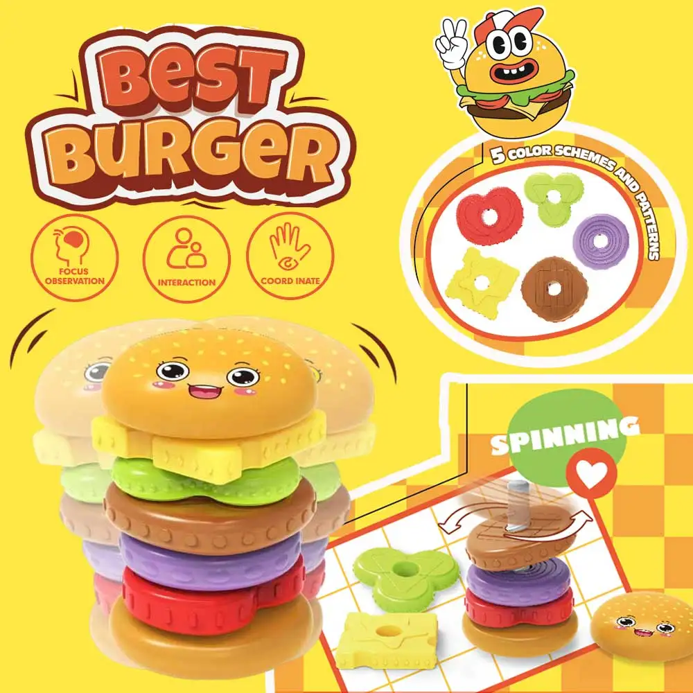 Burger Baby juguete Montessori sensorial de torre apilable - imagen 4