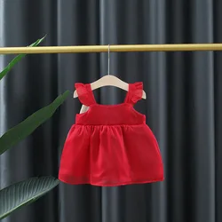 Vestido de princesa con lazo rojo para niña recién nacida