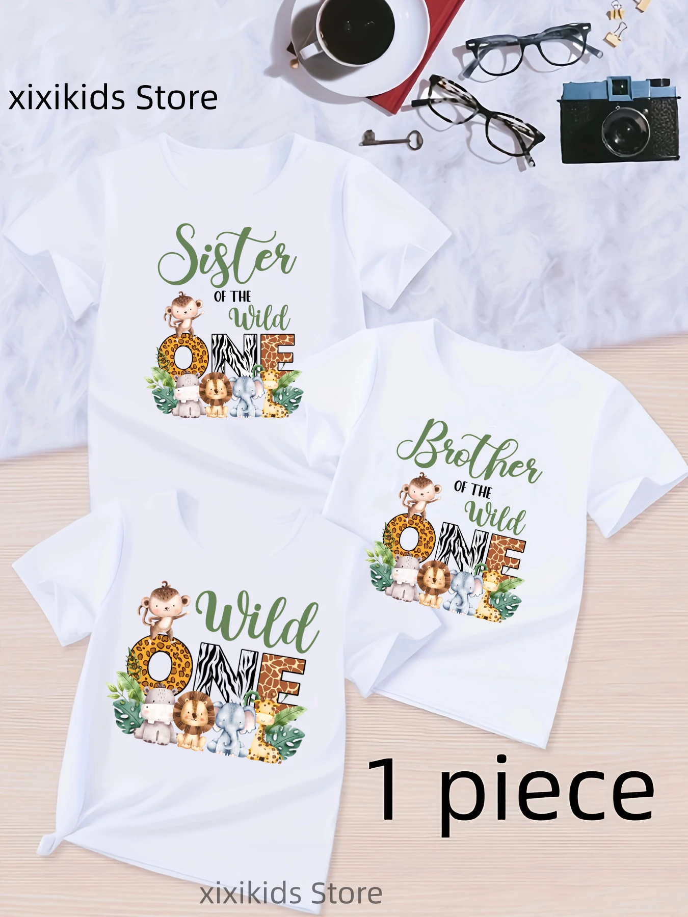 Camiseta estampado cebra y león de la naturaleza, a juego para hermanos - imagen 5