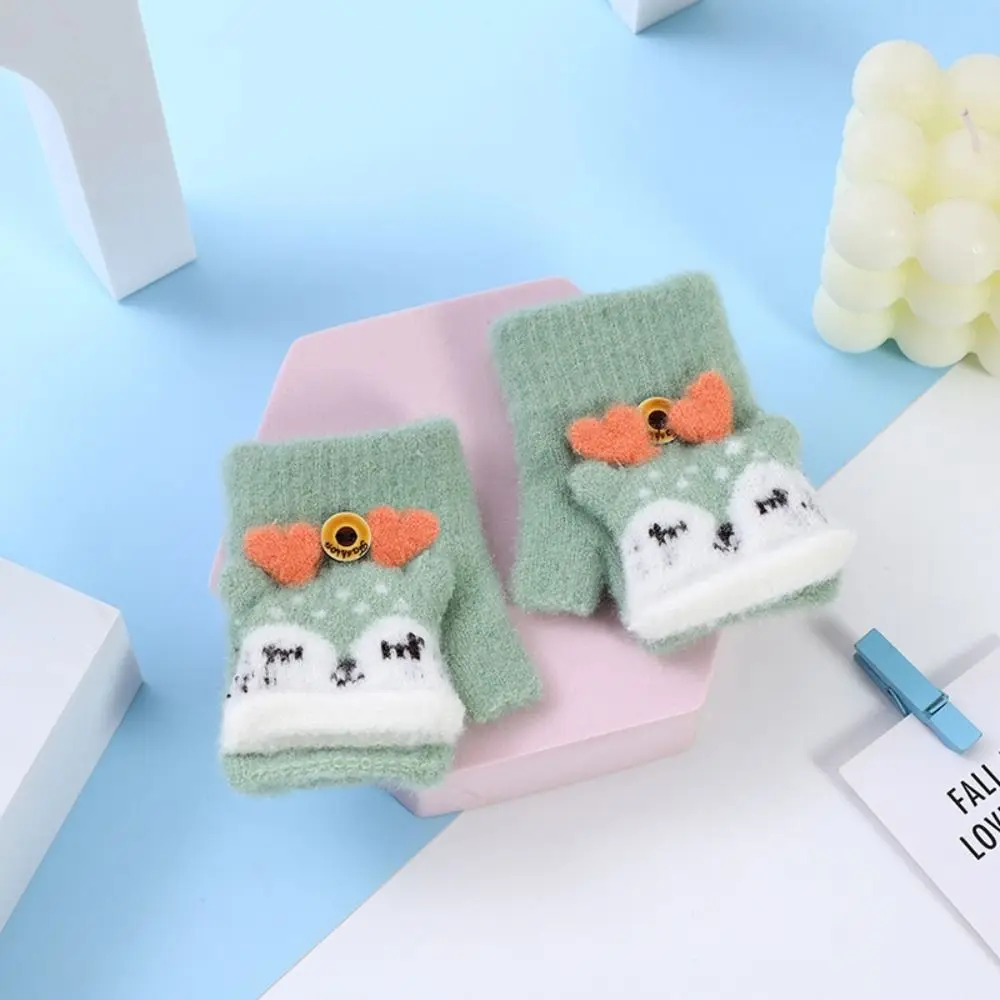 Guantes de invierno infantil con solapa y divertidos dibujos animados