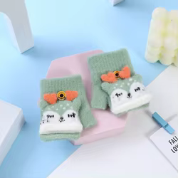 Guantes de invierno infantil con solapa y divertidos dibujos animados