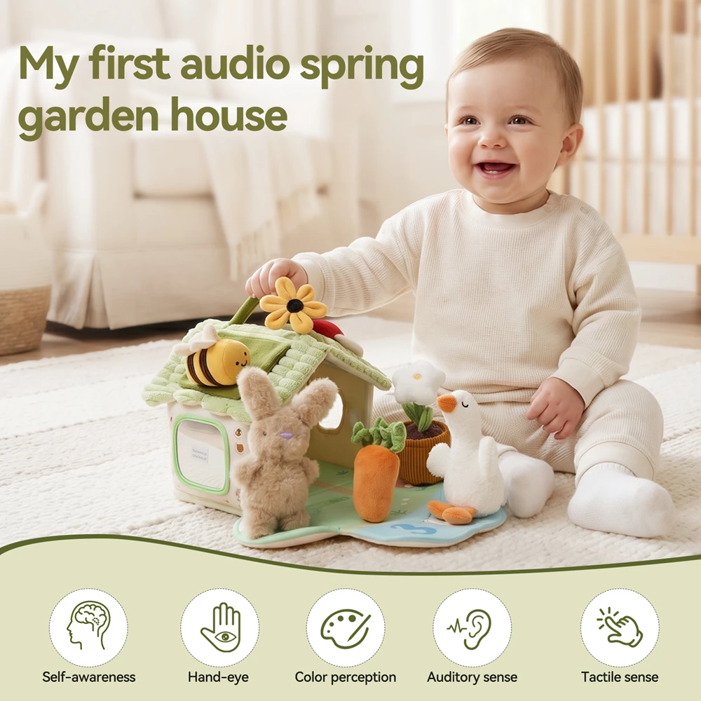 Juguete sensorial suave con sonido, campana y espejo plegable - imagen 5
