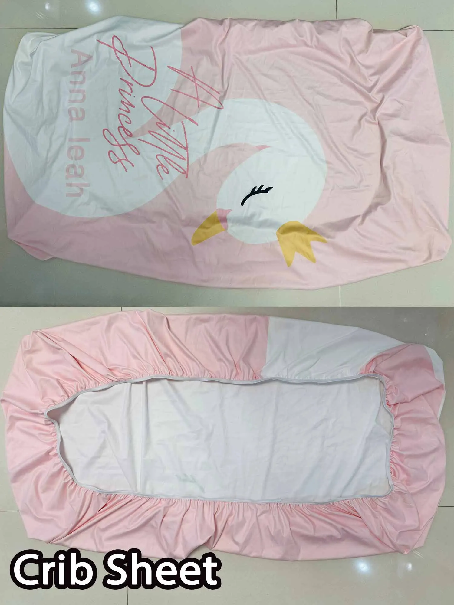 Sábanas de cuna con cisne rosa – Regalo Baby Shower - imagen 3