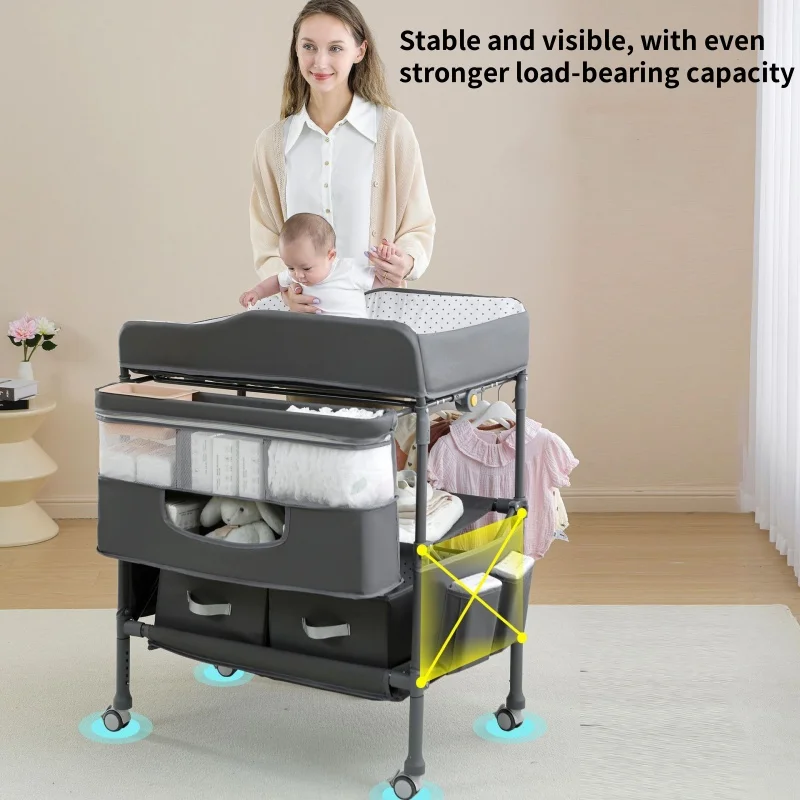 Cambiador de bebé plegable con ruedas y altura regulable - imagen 5