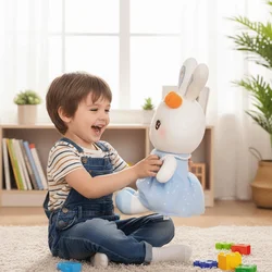 Peluche conejo suave con falda de flores y zanahoria