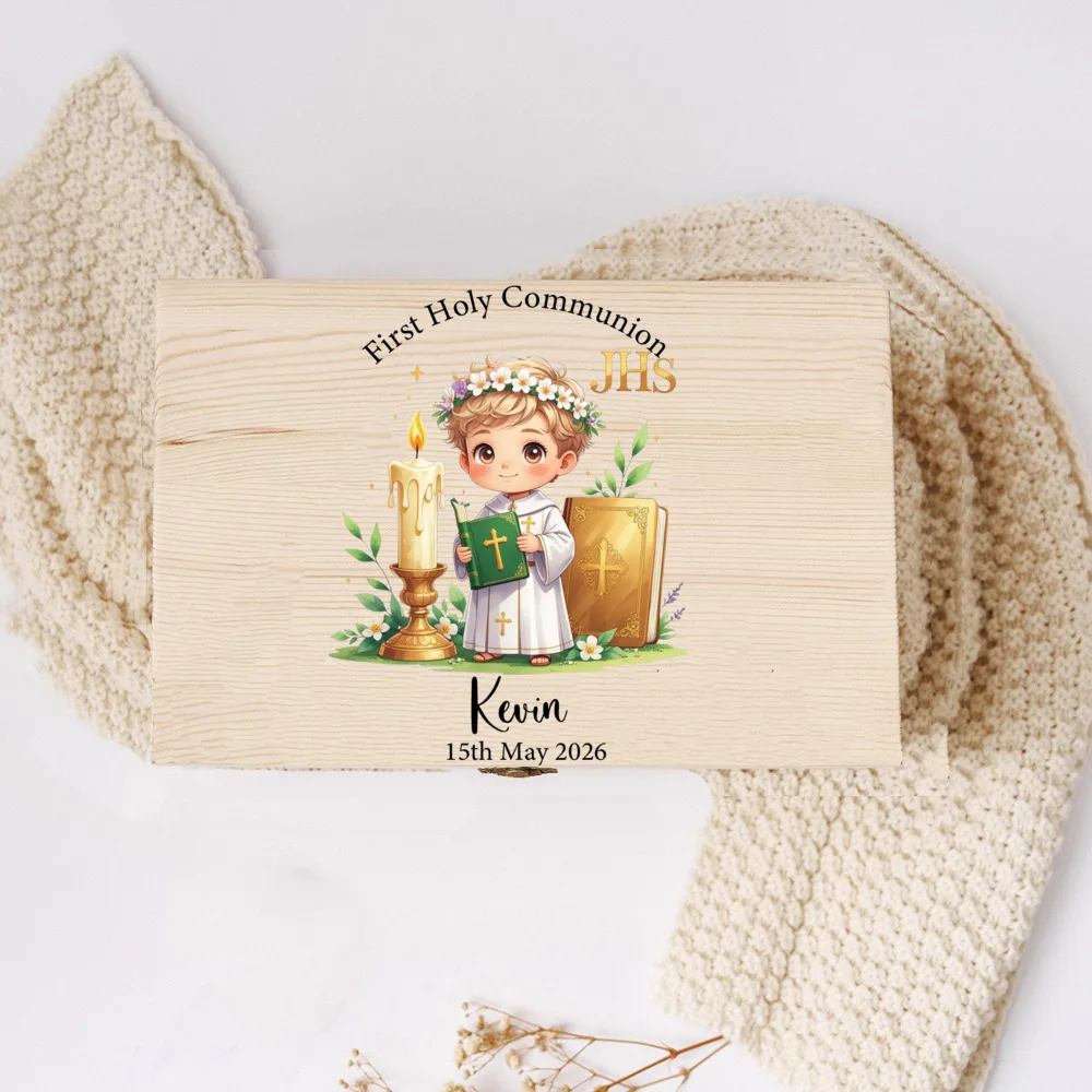 Caja de recuerdo personalizada para Primera Comunión y bautizo - imagen 2