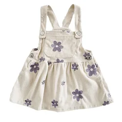 MILANCEL vestido de bebé de otoño con bordado floral morado tirantes