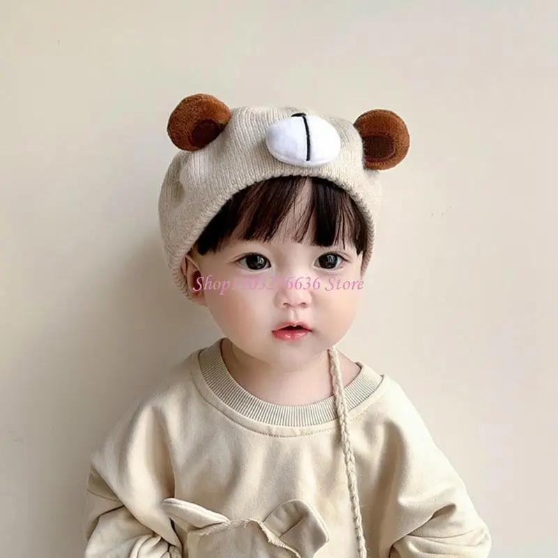Gorro punto con oso dibujos, resistente al viento otoño e invierno