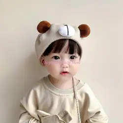 Gorro punto con oso dibujos, resistente al viento otoño e invierno